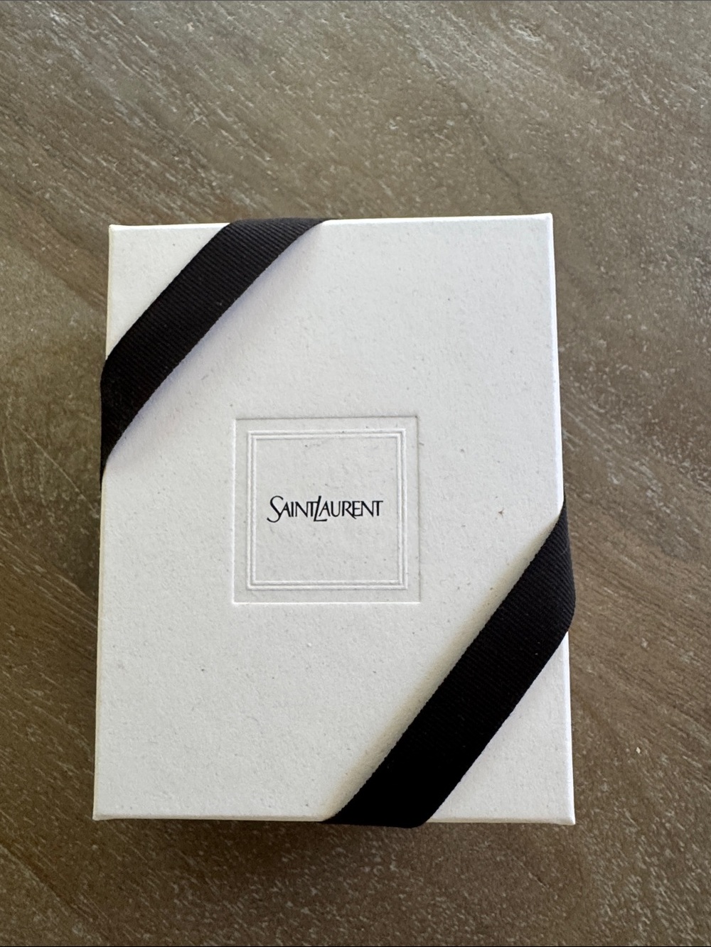 Yves Saint Laurent White Gift Box with Black Ribbon and pouch